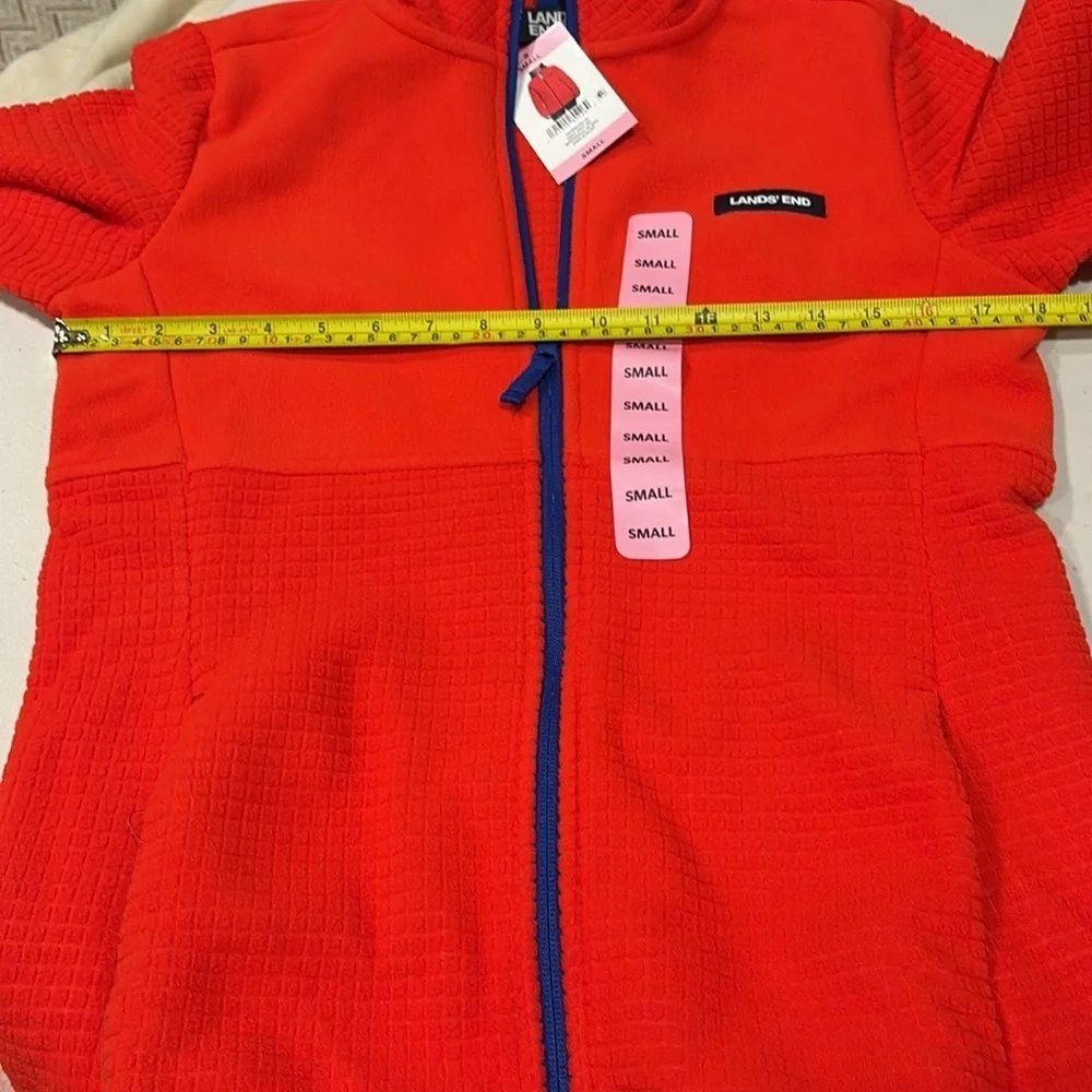 Lands' End - ladies grid Fleece Zip Up Jacket.  Size Small.  NWT. Orange